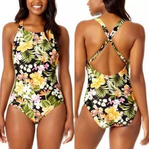 Hurley Floral One Piece Swimsuit Sz Large, Excellent Condition